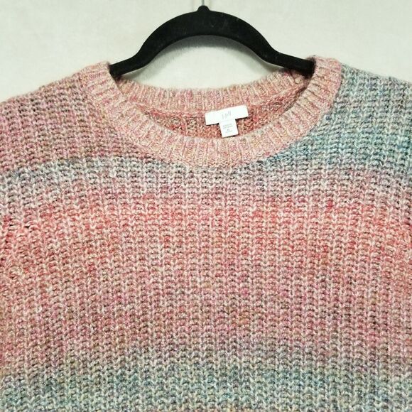 J. Jill Womens XLP Petite Sweater Crew Neck Wool Blend Ombre Striped Pink Gray - Picture 4 of 9